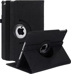 【迅速発送】iPad 9.7 2018 2017 / iPad Air 2 / iPad Air 1 ケース iPad 9.7インチ（第6、5世代）軽量 手帳型 360度回転スタンド オートスリープ機能 3段階調節可能 固定バンド 脱落防止耐衝撃 耐久性 (黒