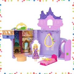 【在庫処分】ディズニープリンセス（Disney Princess） ラプンツェルと塔（かさねるおしろシリーズ！ミニドール） マテル きせかえ人形・ハウス ままごと・ごっこ遊び プレイセット ミニドール1体付 3歳から パープル JDP61