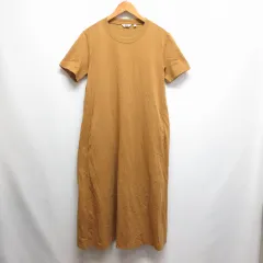 ユニクロ UNIQLO U エアリズム コットン ロング フレア 半袖 ワンピース M ブラウン ユニクロユー