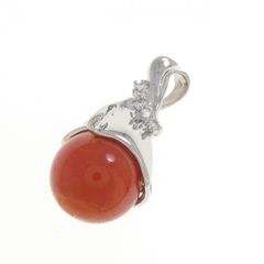 J&K 18金 天然サンゴ ネックレス ダイヤ0.039ct 購入後未使用箱付き 