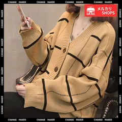 【送料無料】ニットカーディガン BIGチェック柄 秋冬 カーディガン 韓国 ニット 羽織り レディース ゆったり 長袖 ニットアウター 着やせ 前開き ニットセーター Vネック ドロップショルダー 厚手 体型カバー 新品 未使用 CH84DLV-003