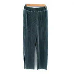ローリーズファーム LOWRYS FARM プリーツパンツ ストレートパンツ ロング丈 無地 F グリーン /SY36