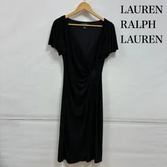 ローレンラルフローレン 袖フリル ツイスト フロント パーティ ドレス ワンピース ビーズ ブローチ セレモニー レディース L ISItems【USED】【古着】【中古】50141660