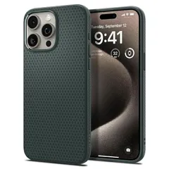 【新品】 Spigen 【創業18年の技術力】 iPhone 15 Pro Max ケース マット ソフト 米軍MIL規格 耐衝撃 ワイヤレス充電 リキッド・エアー ACS06564 (アビス・グリーン)