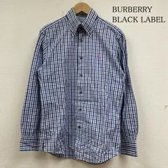 バーバリーブラックレーベル 長袖 ボタンダウン シャツ チェック ブラウス ギンガムチェック ホースロゴ 刺繍 BMW05-600-24 メンズ 2 ISItems【USED】【古着】【中古】50138977