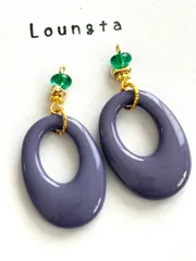 3155くすみパープルの大ぶりピアス 樹脂ピアス