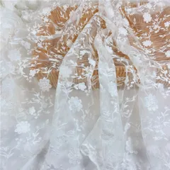 新品 花柄刺繍 花柄レース生地 透け感 チュールレース DIFEIUKI メッシュレース レース生地 DIY ハンドメイド 人形 ドレス 衣装 アクセサリー パーティー装飾 縫製用 家庭用 90*125cm