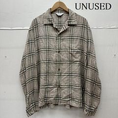 美品 UNUSED 長袖シャツ チェック柄 ホワイト ブラック 開襟 - メルカリ