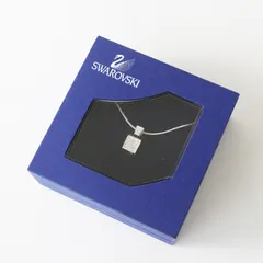 美品 スワロフスキー SWAROVSKI スクエアネックレス＼シルバー アクセサリー ストーン ペンダント【2400014665970】