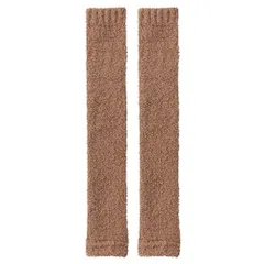 もこもこ レッグウォーマー ロング 膝上 長め レディース あったか 防寒 冷え対策 秋 冬 就寝時 アームウォーマー兼用 シンプル プレゼント 黒 白 茶 lg-007