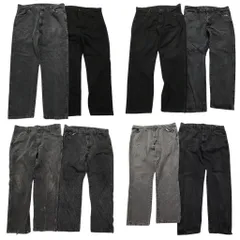 古着卸 まとめ売り RUSTLER ラスラー ブラックデニム パンツ 8枚セット (メンズ 38 /40 ) フェード アメカジ テーパード 中古 古着 NC4998