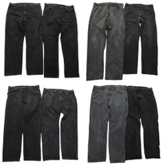 古着卸 まとめ売り RUSTLER ラスラー ブラックデニム パンツ 8枚セット (メンズ 38 ) フェード テーパード アメカジ 中古 古着 NC4984