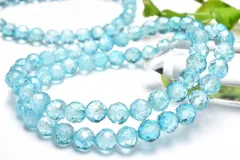 高発色◇キラキラカット ブルートパーズ　6mm　64面カット ブレスレット 1個売り パワーストーン 天然石 _BG6106-6