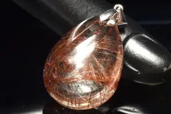 【１点物】シルバー925◇高発色 ブロンズルチルクォーツ　28x21mm　ドロップ ペンダントトップ パワーストーン 天然石 _PC6723