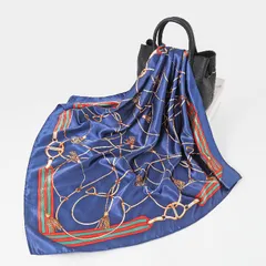 青 スカーフ 大判 ロープデザイン