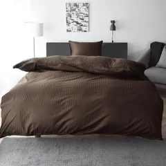 新品 日本製 布団カバー セット シングル 3点セット 防ダニ 綿100% サテンストライプ 高密度生地315本 掛け布団カバー ボックスシーツ 枕カバー 北欧 おしゃれ エトワール (シングル ショコラブラウン)