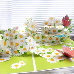 新品 立体バースデーカード、手作り3Dポップアップ、お誕生日、フラワー メッセージ、七五三祝い、母の日、父の日、結婚記念日、バレンタインなどに最適なグリーティングカード、結婚祝い カード 立体 (F015)