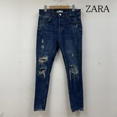 ザラ リペア加工 ボタンフライ スキニー テーパード ジーンズ デニム ダメージ加工 メンズ 32インチ ISItems【USED】【古着】【中古】50140955