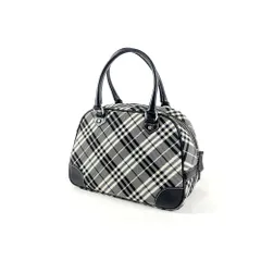 BURBERRY　LONDON　BLUE　LABEL　バーバリー　ZA411-600-09　キャンバス×レザー　ミニボストン　ハンドバッグ　トートバッグ　チェック柄　ブラック