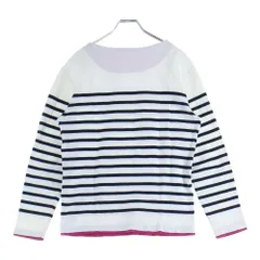 BURBERRY BLACK LABEL (バーバリー ブラックレーベル) ボーダー クルーネック 長袖 カットソー Tシャツ ネイビー/ホワイト