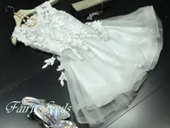 ☆マムオブボーイ♡様専用☆送料無料 未使用 発表会 舞台衣装 パーティ フォ－マル 立体刺繍とチュール ドレス 7号 S (OPN2041)