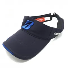 【美品】ブリヂストンゴルフ サンバイザー ネイビー×ブルー TOURB 立体ロゴ  フリーサイズ(約56-59cm)  ゴルフウェア Bridgestone