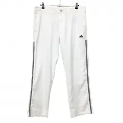 アディダス パンツ 白×黒 ロゴ刺しゅう サイド3ライン  メンズ 94 ゴルフウェア adidas