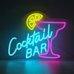 新品　ネオンサイン、ネオン管、ネオンライト、カクテルグラス、調光可能、壁掛け、取付簡単、インテリア、USB給電、省エネ、誕生日プレゼント、部屋、バー、店舗、喫茶店、居酒屋 ENUOLI