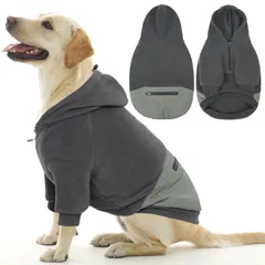 新品　犬 パーカー ソフト 調節可能 防寒 フリース IECOii 犬服 背面に大容量ポケット付き 袖あり 犬 服 冬 室内外着用 中型犬 ビーグル コッカー グレー XL