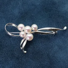 【未使用】MIKIMOTO パールブローチ リボン あこや真珠 刻印あり MIKIMOTO（ミキモト） ブローチ あこや真珠 アコヤ パール K14 新品