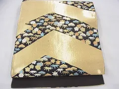 平和屋着物◎全通柄京袋帯　松皮菱花文　金糸　逸品　BAAF3862fk