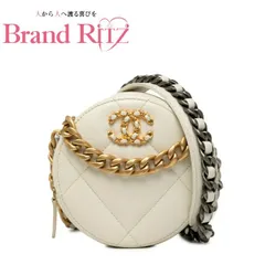 中古 シャネル シャネル19 マトラッセ ラウンド チェーン ショルダーバッグ ハンドバッグ AP0945 ラムスキン ABランク ホワイト ゴールド レディース CHANEL 【送料無料】【三田店】