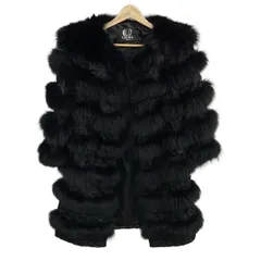 cocon japan(ココンジャパン) コート サイズM レディース美品  - 黒 毛皮/七分袖/秋/冬