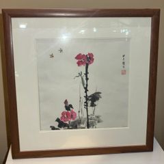 中国現地買付 六角壺 [鳥山水風景絵] 取手付き 中国雑貨 壺 フラワー