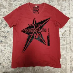 ディーゼル　DIESEL　半袖　Tシャツ　ボルドー　M　メンズ　半袖Tシャツ　中古　古着
