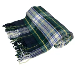 トラディショナルウェザーウェア ストール(ショール)美品  - ダークグリーン×ネイビー×マルチ チェック柄 ウール