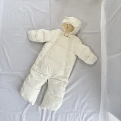 美品 baby Gap ベビーギャップ 女の子 男の子 赤ちゃん ベビー 子供用 ダウン カバーオール ジャンプスーツ パーカー 60㎝ 3-6ヶ月ホワイト アイボリー くま耳 2way かわいい おしゃれ 裏起毛 暖かい