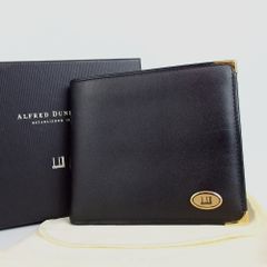 063/未使用 dunhillダンヒル 二つ折り財布 ブラック シボ革 小銭入れ