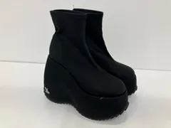 ☆美品☆【イエロ　YELLO】 厚底ブーツ (M) ストレッチ　ブラック　ロゴ YELLO / TOKYO BLACK PLATFORM LONG BOOTS