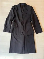 ト2510-②-5332 レミュー　LES MUES 洗える　スカートスーツ上下　セットアップ　濃灰　M