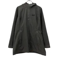 Jack Wolfskln ジャケット XXL カーキ ジップアップ 刺繍ロゴ 裏起毛 無地ジャケット 裏ファー アウトドア ワンポイント 秋物 a710-6912