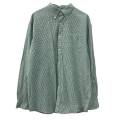 L.L.Bean 長袖 チェックシャツ XL グリーン ホワイト エルエルビーン ボタン ボタンダウン 胸ポケット コットン100% 春物 a710-6934のサムネイル