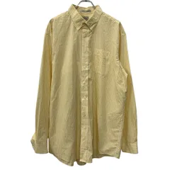 L.L.Bean 長袖 ストライプシャツ XL ライトイエロー ホワイト エルエルビーン コットン100% ボタンダウン ボタン 春物 a710-6936