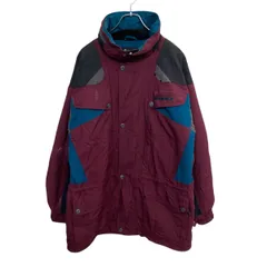 NORDICA マウンテンジャケット L エンジ マルチカラー ジップアップ 香港製 マルチポケット ロゴ刺繍 アウトドア アウター 冬物 a710-6964