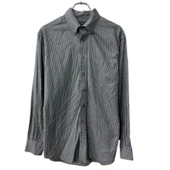 GEORGE 長袖 チェックシャツ M グレー ホワイト ボタンダウン 胸ポケット 長袖シャツ トップス 春物 a710-6972