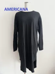 AMERICANA　アメリカーナ　ラフィー天竺バックヘンリーネックロングスリーブワンピース　F　ブラック　綿100%　定価16,500円　送料込み　6459343のサムネイル