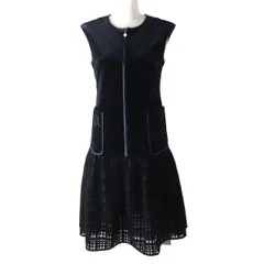 【極美品】ルネ　ワンピース　レース　ベルベット　フリル　ノースリーブ　黒　S 極美品】ルネ ワンピース レース ベルベット フリル