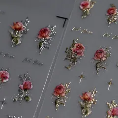 Liberte555 ネイルシール ネイルパーツ 薔薇 バラ 花 可愛い 花輪 装飾 ガーランド (レトロローズ)