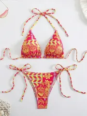 【新品】レディース ペイズリー柄プリントビキニセット