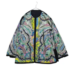 希少⭐️ETRO　エトロ　リバーシブルカーディガン　ニット　チャイナ風　ペイズリー柄　リネン　コットン　春　秋　レディース　サイズ４６